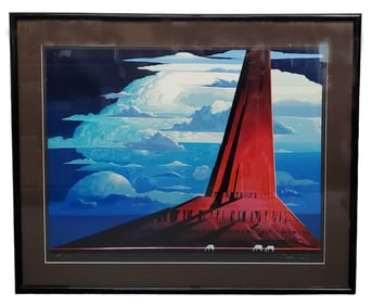 Large Eyvind Earle Modernist Landscape Silent Thunder Screenprint ed150