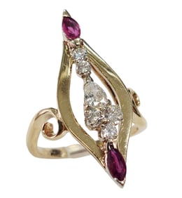 Large Size 11.25 Ladies 1.70ctw Fine Diamond Natural Ruby 14K Gold Ring