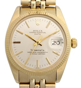Very Rare Tiffany & Co Rolex Mens 14K Gold Date 1503 Model Automatic Wrist Watch