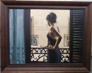 Large Fabian Perez Lady at the Balcony Giclee ed250