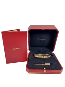 Cartier Size 19 18K Rose Gold Genuine Love Bracelet Bangle W/Box And Papers