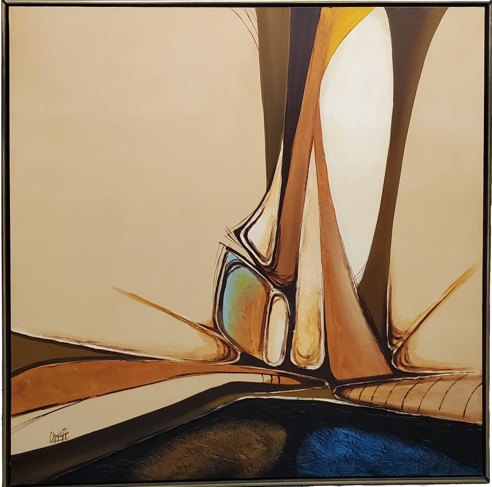 Large Leon Christie Mid Century Modern Abstract Oil Painting 41x41in (1 of 8)