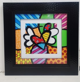 Romero Britto Flying Heart 3d Sculptograph Park West COA