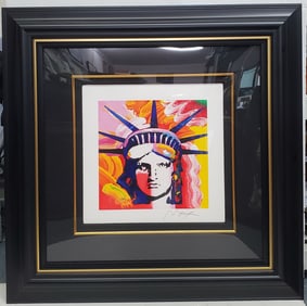 Pencil Signed Peter Max Liberty Head Serigraph Park West COA
