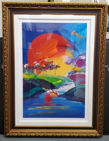 Large Peter Max Mixed Media Acrylic Painting and Lithograph Hand Signed Park West COA