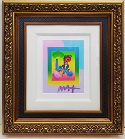 Peter Max Love on Blends Mixed Media Painting Lithograph Hand Signed Park West COA