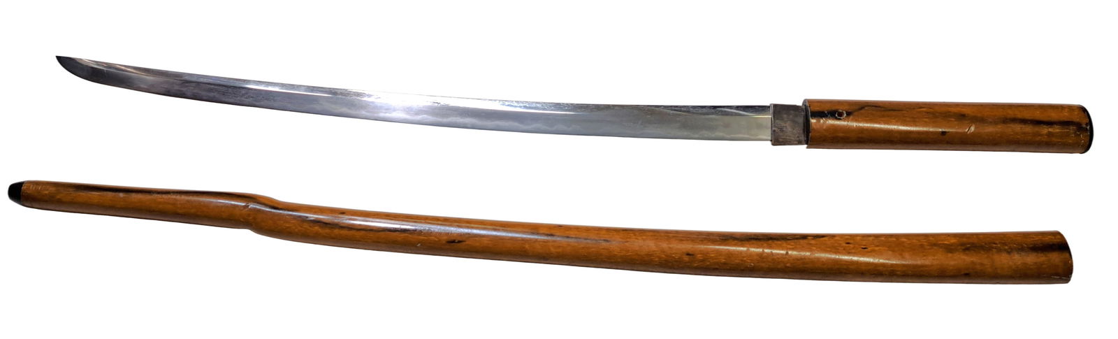 Koto Samurai Sword Wakizashi Duran Temper Japanese Sword 20.8 Inch Blade: Described By: Mike CNX 0292 0808 Title: Koto Samurai Sword Wakizashi Duran Temper Japanese Description: Bought in 1997 at sword show. Mounting may date to the Mejji Restoration 1876. Koto blade m