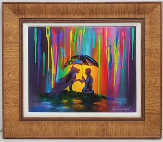 Signed Jim Warren Boy and His Dog Hand Embellished Giclee Park West COA