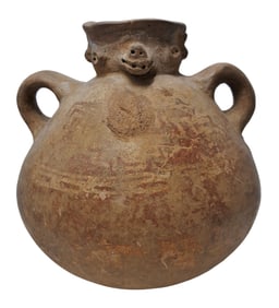 Pre-Columbian Mayan Zoomorphic Bat Pottery Vessel Clay Terracotta El Salvador