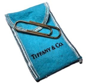 Huge 14k Gold Tiffany Co Money Clip Paper Clip w/ Pouch