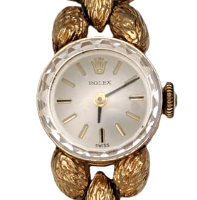Rolex Freeform Mid Century Modern Ladies Bark 14k Gold Wrist Watch Signed Dial Movement Case Bracele