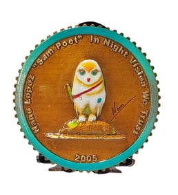 Nano Lopez Bronze Sam Poet Owl In Night Vision We Trust 2005 Coin Medallion