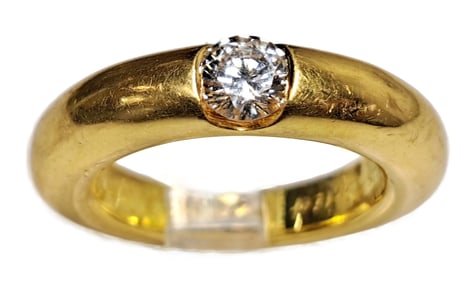 Signed Numbered Cartier 0.50ct Ladies 18K Gold French Hallmark Band Ring Size 52