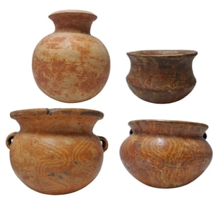 Lot of 4 Pre-Columbian Pottery Bowls Jars Jugs Terracotta Clay Pots Mesoamerican Vessel