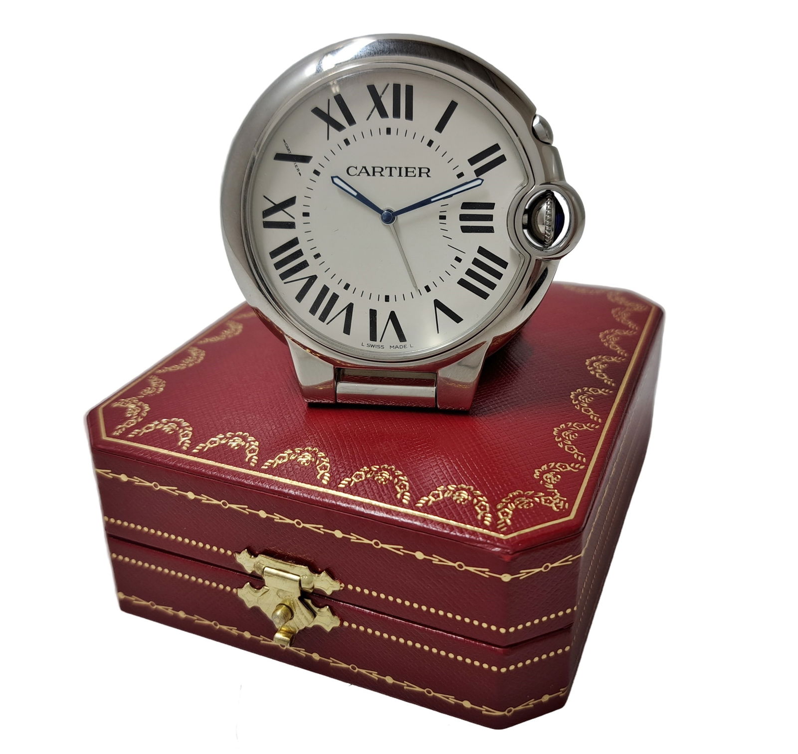 Cartier Ballon Bleu 3038 Alarm Desk Clock w/ Box Papers Booklet