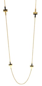 Large Size Tiffany & Co. Black and Yellow 18k Gold Tiffany T Necklace w Box and Pouch