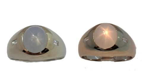 14k White Gold 7.42ctw Natural Star Sapphire Fine Diamond Accent Ladies Ring