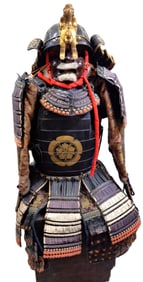 Circa Meiji 1868-1912 Antique Samurai Suit of Armor w Helmet and Modern Stand
