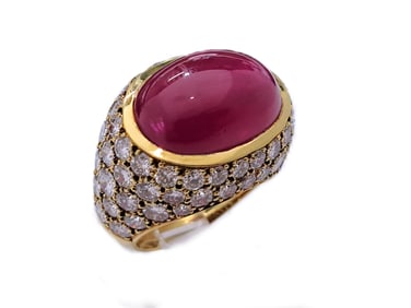 Van Cleef & Arpels Natural Burma Ruby 18k Gold 3CT Fine Diamond Signed VCA Numbered Ring