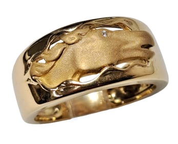 Carrera y Carrera 18K Gold Fine Diamond Eye Horse Ring Designer Signed