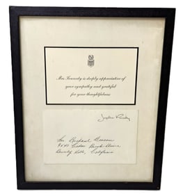 John F Kennedy Jacqueline Kennedy Sympathy Card to Richard Deacon