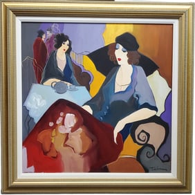 Itzchak Tarkay Original Oil Painting Women Park West Inventory Bar Code