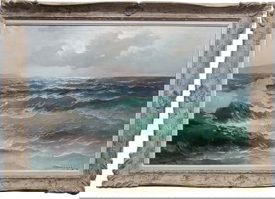 Large Orig Alexander Dzigurski Coastal Seascape Impressionist Oil Painting