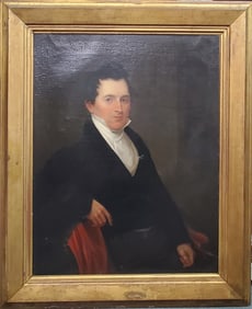 Large Federal Empire Thomas Sully Era Gentleman Portrait Oil Painting