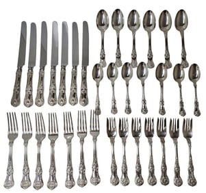 No Monogram Tiffany & Co 925 Sterling Sliver Kings Pattern Flatware Silverware Set 77.4ozt Serves 7