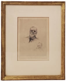 Auguste Rodin 1885 Victor Hugo Drypoint Sixth State 1889 Edition French Etching by Clement Paris Fra