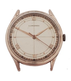Longines 14k Rose Red Gold Oversized Vintage Mens Watch