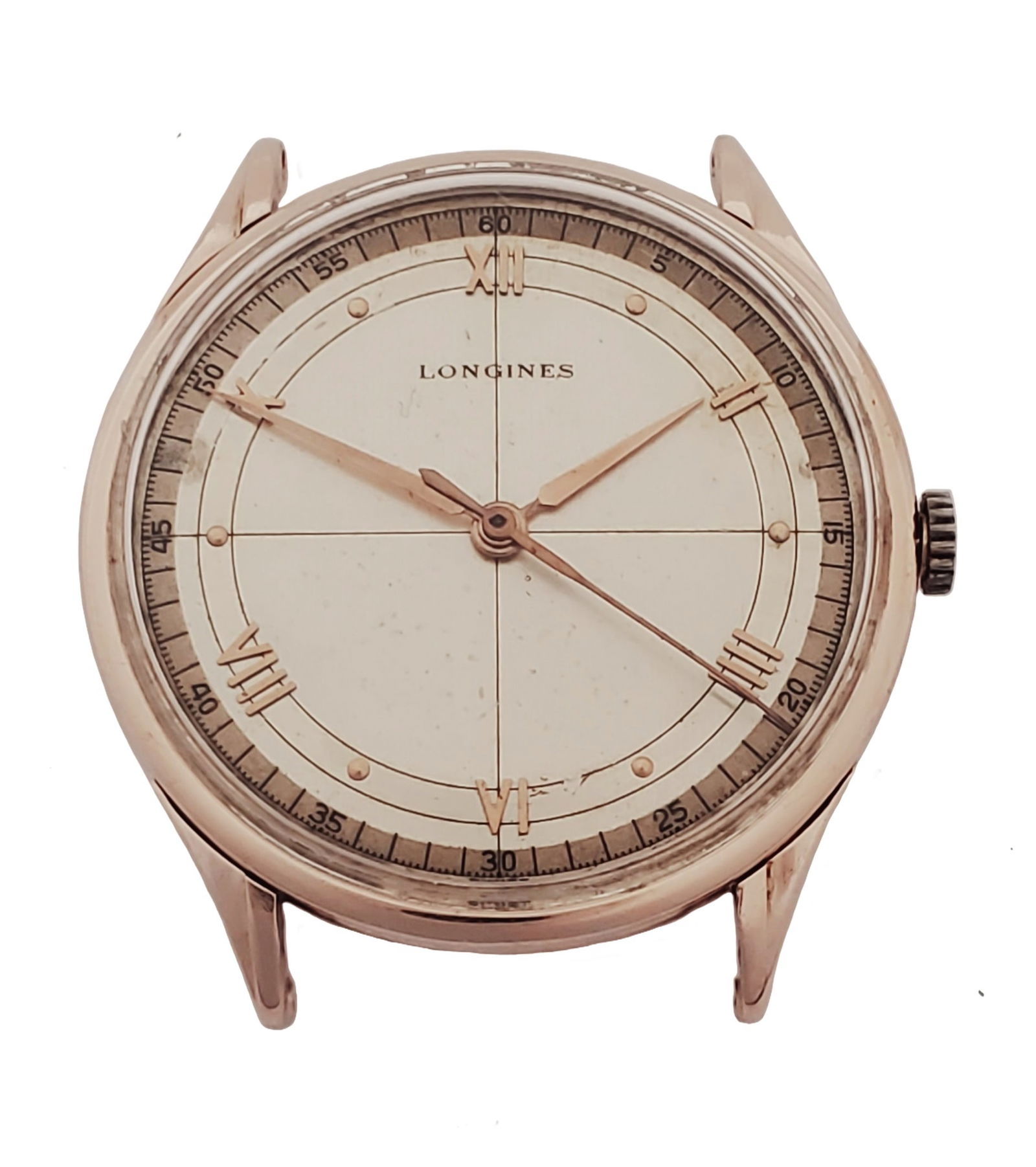 Longines 14k Rose Red Gold Oversized Vintage Mens Watch: Described By:Michelle NFDDD 67589 Title:Longines 14k Rose Red Gold Oversized Vintage Mens Watch Description: Longines 14k Rose Red Gold Oversized Vintage Mens Watch Case Size:36mm wide T