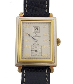 Chronoswiss Hora Jump Hour Two Tone 18k Gold Mens Wrist Watch