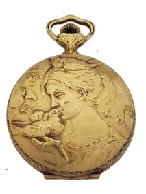 Hebdomas Arnex 8 Days Swiss Fancy Woman Bird Deer Case Pocket Watch