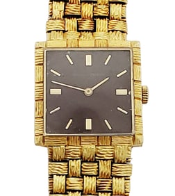 Vacheron Constantin 18k Gold Supple Basket Weave Bracelet Brown Dial Ladies Vintage Watch