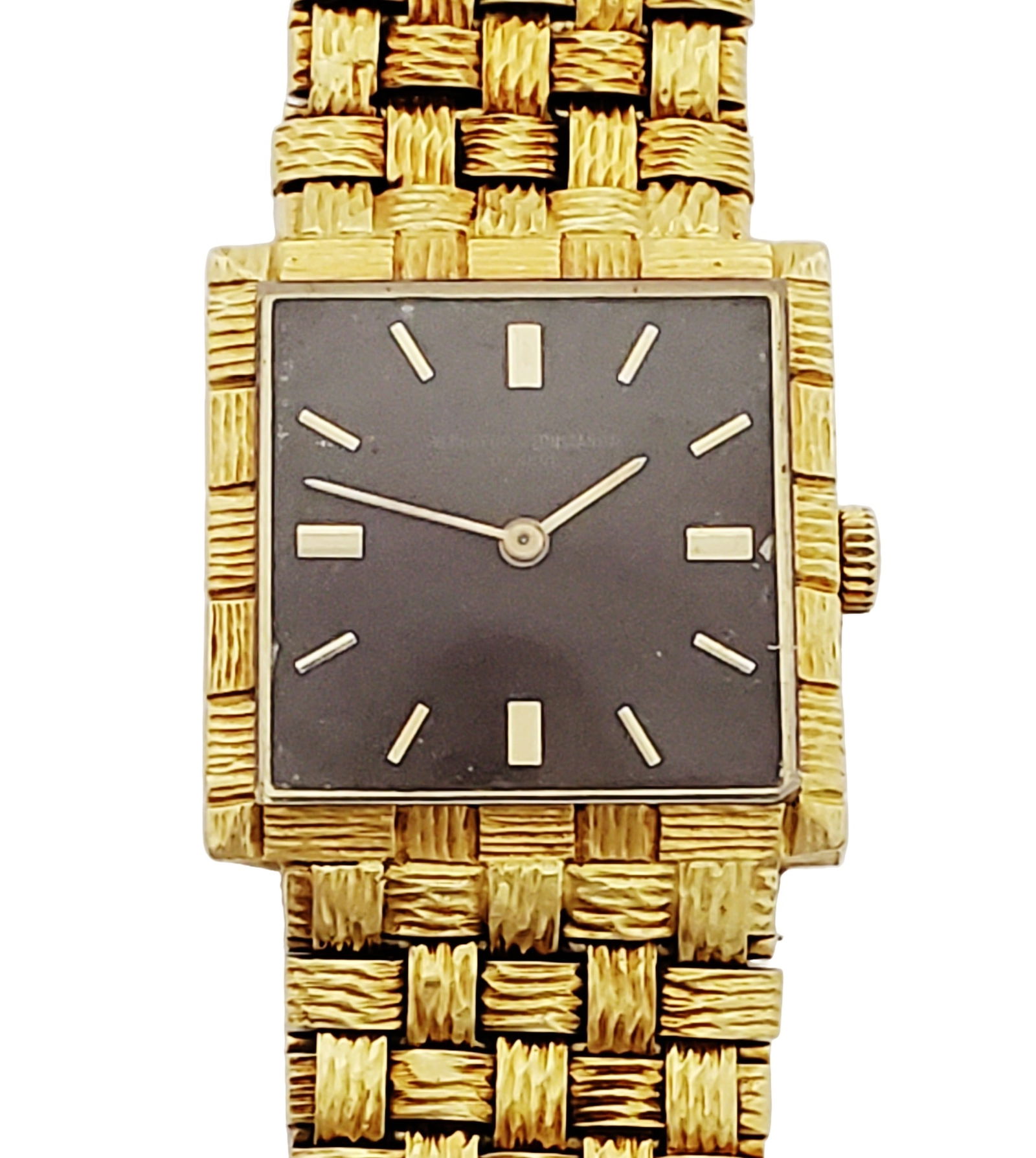 Vacheron Constantin 18k Gold Supple Basket Weave Bracelet Brown Dial Ladies Vintage Watch: Described By:Michelle CNX 0327 0867 Title:Vacheron Constantin 18k Gold Supple Basket Weave Bracelet Brown Dial Ladies Vintage Watch Description: Vacheron Constantin 18k Gold Supple Basket Weave Bracel