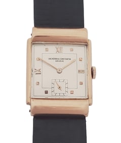 Vacheron Constantin 18k Rose Gold Retro Deco Mens Vintage Wrist Watch