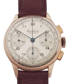 Breitling Premier Chronograph 18k Rose Gold Mens Vintage Wrist Watch