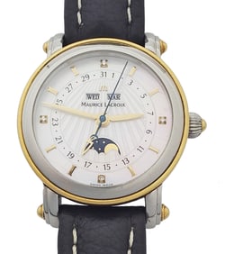 Maurice LaCroix Masterpiece Gold SS Triple Calendar Moonphase MOP Dial Mens Watch