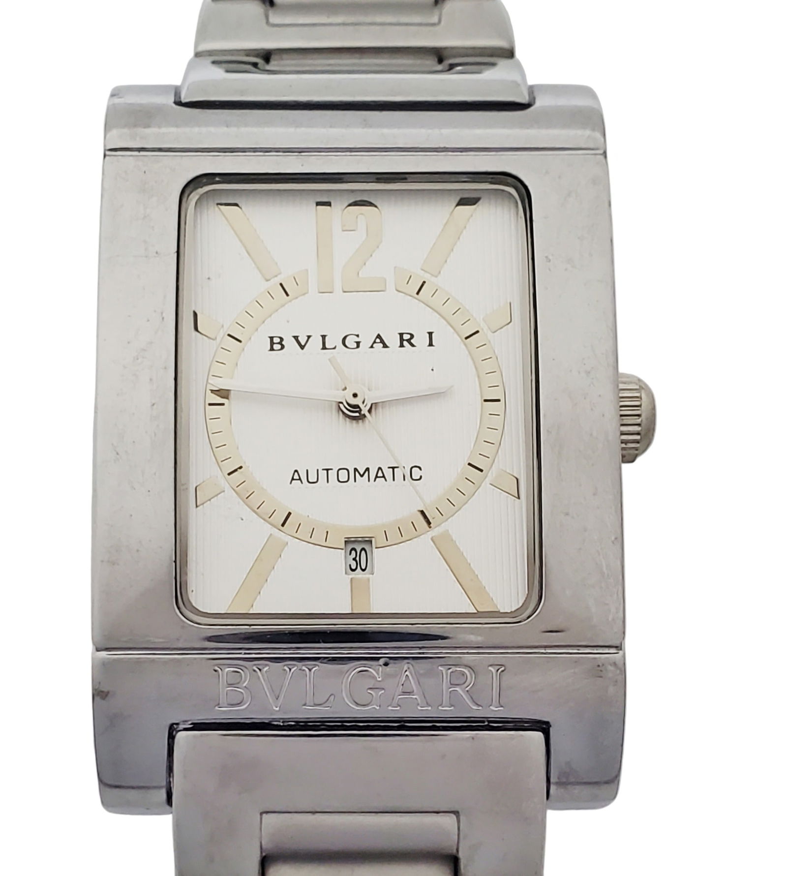 Massive Bvlgari Bulgari Rettangolo Automatic Steel Mens Wrist Watch: Described By:Michelle CNX 0327 0866 Title:Massive Bvlgari Bulgari Rettangolo Automatic Steel Mens Wrist Watch Description: Massive Bvlgari Bulgari Rettangolo Automatic Steel Mens Wrist Watch Case Size