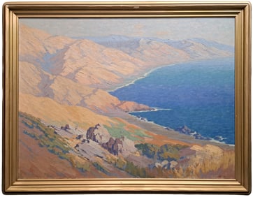 Original Carl Sammons Plein Air Landscape Coast Scene Oil Painting Monterey California Artist
