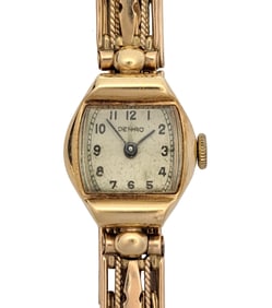 Vintage Ladies Denro 14K Yellow Gold 17j Manual Swiss Mechanical Wrist Watch To Fix