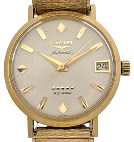 Rare Longines 18K Gold Automatic Calendar 1960s Vintage Mens Wrist Watch Original Box Papers Tags