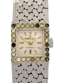 Vintage 18K White Gold Omega Ladies 17j Mechanical Wrist Watch