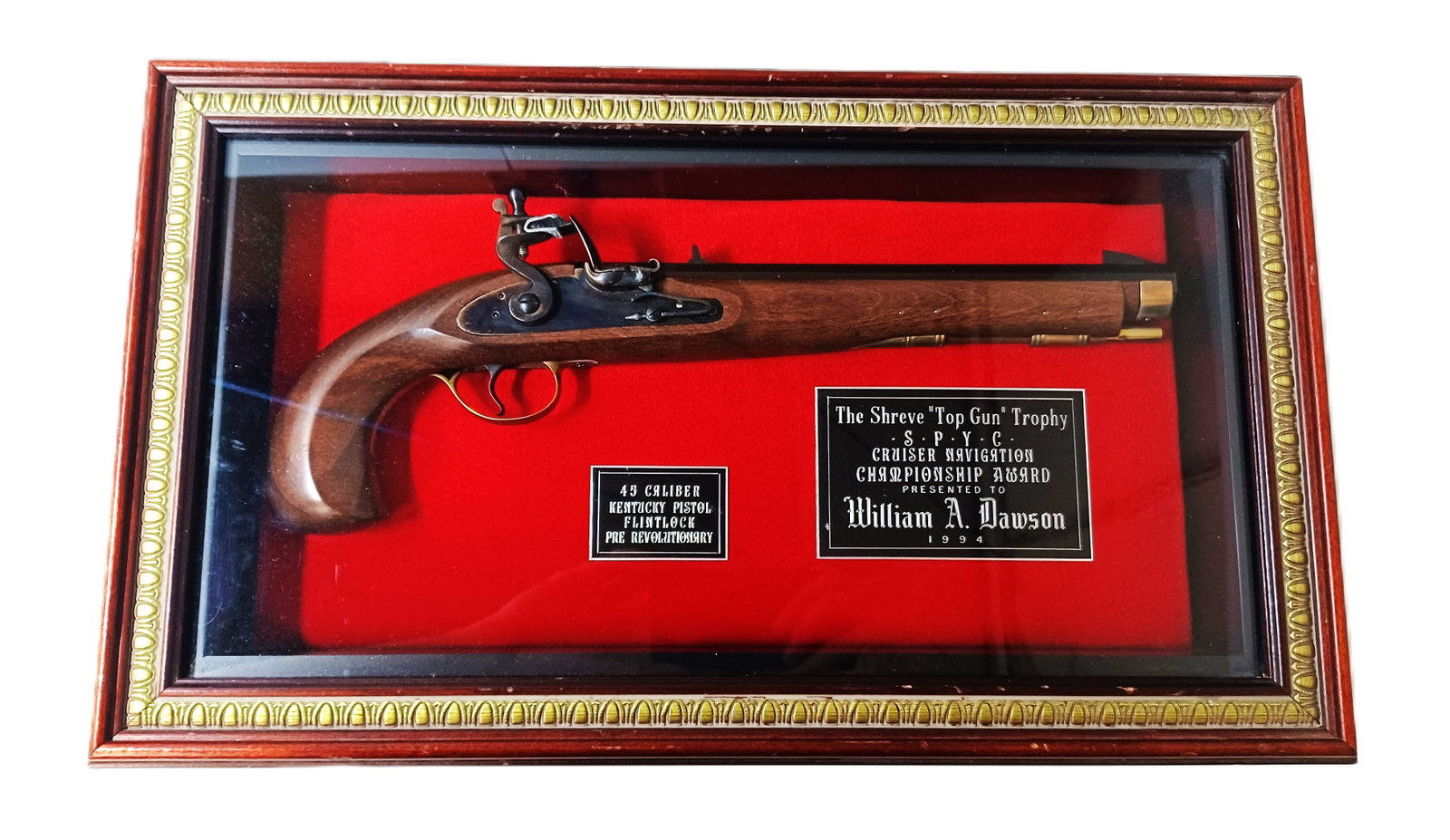 SPYC Replica Firearm 44 Caliber Kentucky Pre Revolutionary Flintlock Pistol Trophy Case: Described by:Rafe HFA NED 67774 Title:SPYC Replica Firearm 44 Caliber Kentucky Pre Revolutionary Flintlock Pistol Trophy Case Description: SPYC Replica Firearm 44 Caliber Kentucky Pre Revolutionary Fl