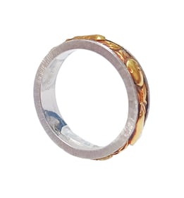 18k White Gold Buccellati Burnito Italy Two Tone Gold Fruit Grape Inlay Ladies Ring Size 6.25