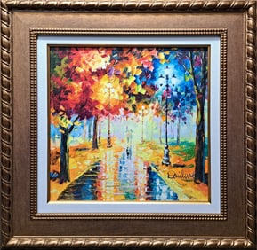 Daniel Wall You and Me Giclee in Color on Canvas Hand Embellished Park West COA Appraisal European A
