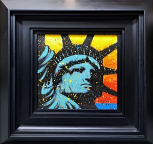 Fishwick Delta Face Acrylic Painting on Canvas Statue of Liberty USA Park West Appraisal COA