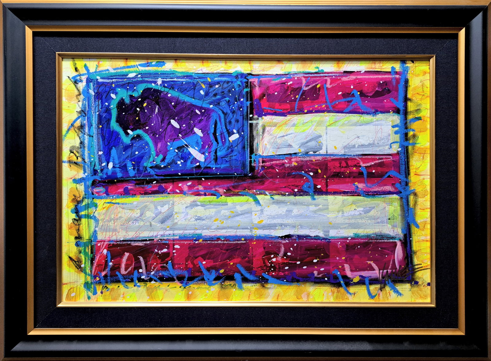 Tim Yanke American Buffalo Original Mixed Media On Canvas Hand Signed Park West Appraisal COA: Described By: AF HFA CNX 0330 0902 Title: Tim Yanke American Buffalo Original Mixed Media On Canvas Hand Signed Park West Appraisal COA Description:Tim Yanke American Buffalo Original Mixed Media On C