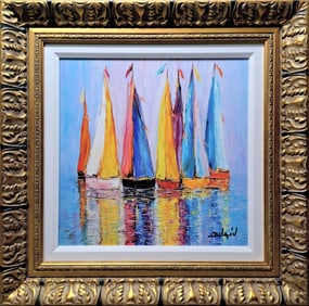 Duaive La Vie De Voiles Boat Nautical Scene Ciclee in Color Hand Embellished Hors Commerce Proof Par